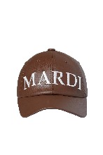 (FW)FAUX LEATHER CAP_BROWN IVORY